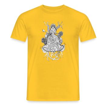 Tranzending Buddha meditating hand-drawn  - Männer T-Shirt - Gelb - Vorne - AI Model Male 178 dark (178cm)