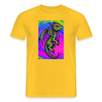dragon - Men's T-Shirt - yellow - Front - AI Model Male 178 dark (178cm)