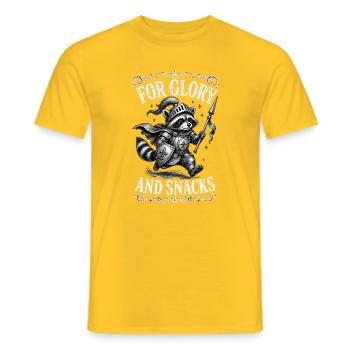 Chevalier raton laveur : Gloire et Snacks - T-shirt homme - jaune - Devant - AI Model Male 178 dark (178cm)