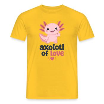 Axolotl of Love: Pink Cuteness - Men's T-Shirt - yellow - Front - AI Model Male 178 dark (178cm)
