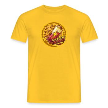 Ich spare Energie Aufdruck - Männer T-Shirt - Gelb - Vorne - AI Model Male 178 dark (178cm)