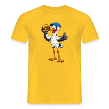 Cigogne avec hamburger - T-shirt homme - jaune - Devant - AI Model Male 178 dark (178cm)