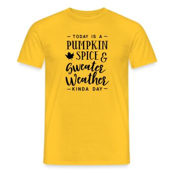 Aujourd’hui, il y a un citrouille et un pull. - T-shirt homme - jaune - Devant - AI Model Male 178 dark (178cm)