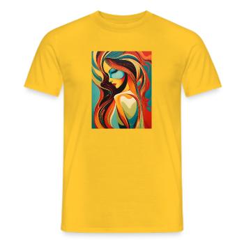A beautiful abstract portrait - Men's T-Shirt - yellow - Front - AI Model Male 178 dark (178cm)