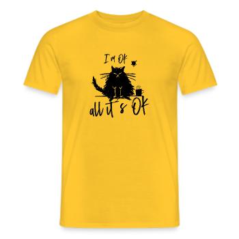 Chat drôle drôle - T-shirt homme - jaune - Devant - AI Model Male 178 dark (178cm)