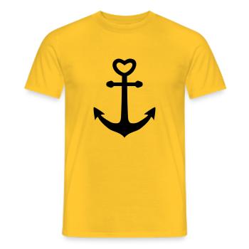 Anchor with heart icon sign - Men's T-Shirt - yellow - Front - AI Model Male 178 dark (178cm)