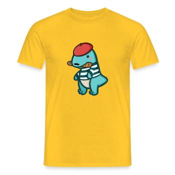 hugadino dino embrace, cute dinosaur - Men's T-Shirt - yellow - Front - AI Model Male 178 dark (178cm)