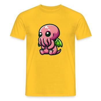 Charm of Lovecraft: Adorable Cute Baby Cthulhu - Men's T-Shirt - yellow - Front - AI Model Male 178 dark (178cm)