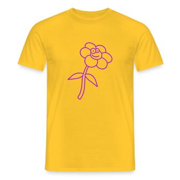 Fleur Violette Printemps Été Mignon Drôle Visage - T-shirt homme - jaune - Devant - AI Model Male 178 dark (178cm)