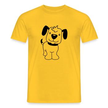 Dog Stands Cute Little Happy Puppy Pet - Men's T-Shirt - yellow - Front - AI Model Male 178 dark (178cm)