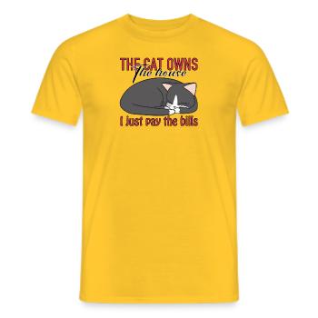 Chat mignon gris et blanc - T-shirt homme - jaune - Devant - AI Model Male 178 dark (178cm)