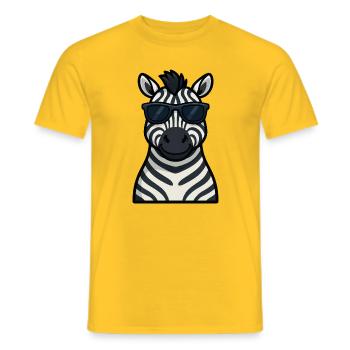 Cool zebra happy with sunglasses in summer - Men's T-Shirt - yellow - Front - AI Model Male 178 dark (178cm)