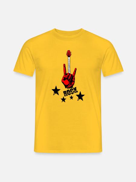 Rock Hand and Guitar Neck - Men's T-Shirt - yellow