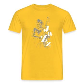 Jazz Skeleton Serenade - Men's T-Shirt - yellow - Front - AI Model Male 178 dark (178cm)