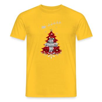 Sapin de Noël avec drapeau suisse - T-shirt homme - jaune - Devant - AI Model Male 178 dark (178cm)