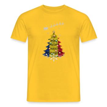 Christmas tree with Romania flag - Men's T-Shirt - yellow - Front - AI Model Male 178 dark (178cm)