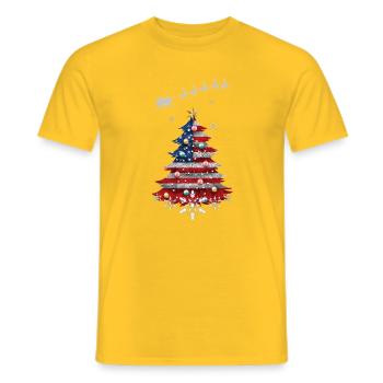 Christmas tree with USA flag - Men's T-Shirt - yellow - Front - AI Model Male 178 dark (178cm)