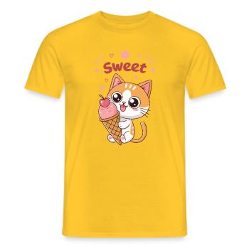 Kawaii Sweet Glazed Kitten - Men's T-Shirt - yellow - Front - AI Model Male 178 dark (178cm)