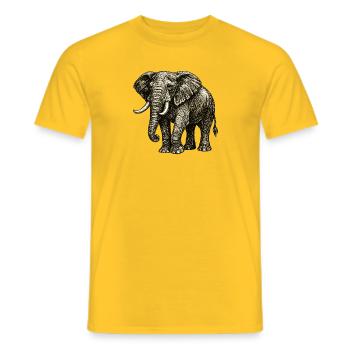 Vintage Elefant Illustration – Kraft & Natur - Männer T-Shirt - Gelb - Vorne - AI Model Male 178 dark (178cm)