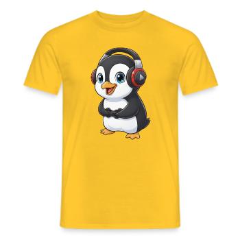 Cute Penguin Gamer Gaming Console Gaming - Men's T-Shirt - yellow - Front - AI Model Male 178 dark (178cm)