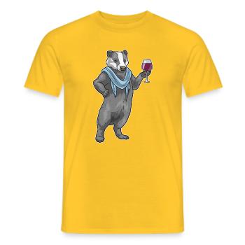 Dachs Rotwein - Männer T-Shirt - Gelb - Vorne - AI Model Male 178 dark (178cm)