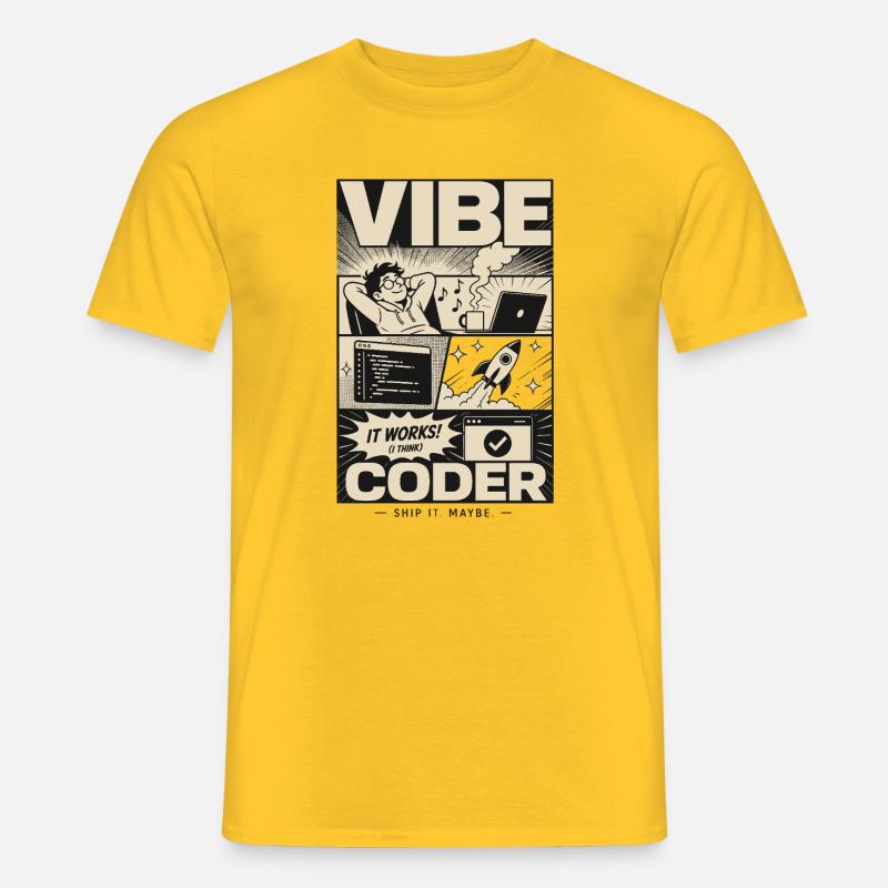 Vibe Coder Programmer Humor - Men’s T-shirt - yellow