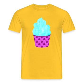 Eis Eiscreme Eiskrem Dots Punkte Softeis Sommer - Men's T-Shirt - yellow - Front - AI Model Male 178 dark (178cm)