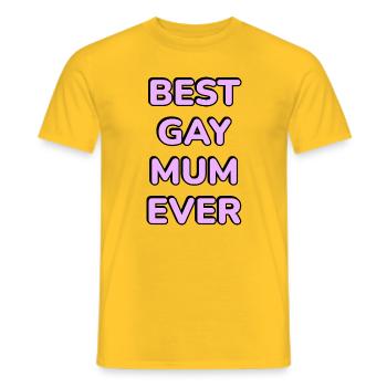 Beste schwule Mutter aller Zeiten Pink Text - Männer T-Shirt - Gelb - Vorne - AI Model Male 178 dark (178cm)