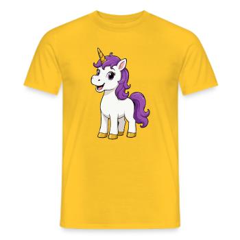 Licorne à crinière violette - T-shirt homme - jaune - Devant - AI Model Male 178 dark (178cm)