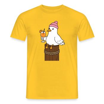 Seagull with cap and cocktail - Men's T-Shirt - yellow - Front - AI Model Male 178 dark (178cm)