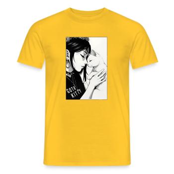 Goth Kitty Portrait - T-shirt homme - jaune - Devant - AI Model Male 178 dark (178cm)