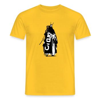 Samurai Cyberpunk – Futuristischer Ronin - Männer T-Shirt - Gelb - Vorne - AI Model Male 178 dark (178cm)