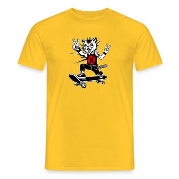 Punx Skater Cat - Men's T-Shirt - yellow - Front - AI Model Male 178 dark (178cm)
