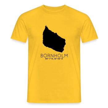 Bornholm coordonnées Danemark île vacances Danmark - T-shirt homme - jaune - Devant - AI Model Male 178 dark (178cm)