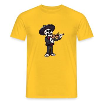 Mariachi Skeleton spielt Geige - Männer T-Shirt - Gelb - Vorne - AI Model Male 178 dark (178cm)
