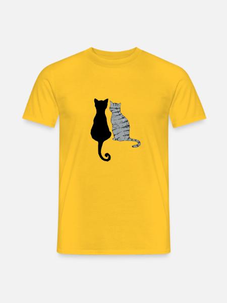 Schwarze und graue Katzen - Männer T-Shirt - Gelb