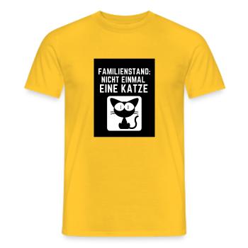 Familienstand: nicht mal eine Katze - Männer T-Shirt - Gelb - Vorne - AI Model Male 178 dark (178cm)