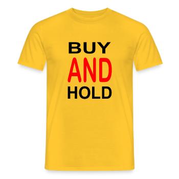 Trading de Bitcoin et d'actions cryptographiques - T-shirt homme - jaune - Devant - AI Model Male 178 dark (178cm)