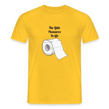 « Les petits plaisirs de la vie » design amusant - T-shirt homme - jaune - Devant - AI Model Male 178 dark (178cm)