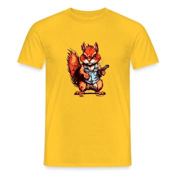 Eichhörnchen als bewaffneter Söldner - Männer T-Shirt - Gelb - Vorne - AI Model Male 178 dark (178cm)