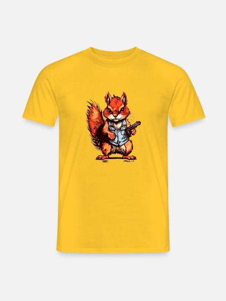 Eichhörnchen als bewaffneter Söldner - Männer T-Shirt - Gelb