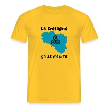 La Bretagne , ça se mérite 2, - T-shirt homme - jaune - Devant - AI Model Male 178 dark (178cm)
