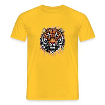 Graffiti Tigre - T-shirt homme - jaune - Devant - AI Model Male 178 dark (178cm)