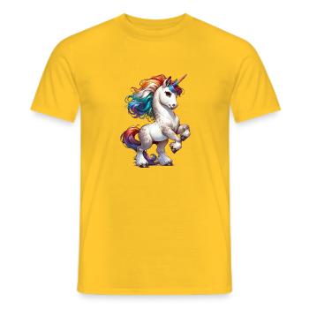 Chic unicorn with blue eyes - Men's T-Shirt - yellow - Front - AI Model Male 178 dark (178cm)