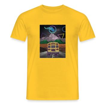 Bus Collage Poster - Men's T-Shirt - yellow - Front - AI Model Male 178 dark (178cm)