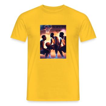 enjoy your life 1 - Männer T-Shirt - Gelb - Vorne - AI Model Male 178 dark (178cm)