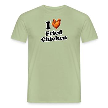 J’adore le poulet frit - T-shirt homme - vert sauge - Devant - AI Model Male 178 light (178cm)