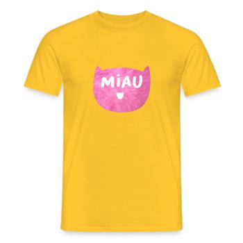 MIAU Katze flauschig rosa pink Haustier Fan Liebe - Männer T-Shirt - Gelb - Vorne - AI Model Male 178 dark (178cm)