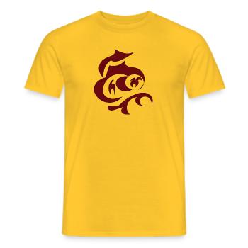 Abstraction en couleur chocolat-bordeaux - T-shirt homme - jaune - Devant - AI Model Male 178 dark (178cm)