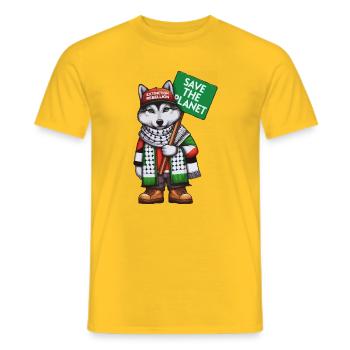 Aussterben_Rebellion_Wolf - Männer T-Shirt - Gelb - Vorne - AI Model Male 178 dark (178cm)